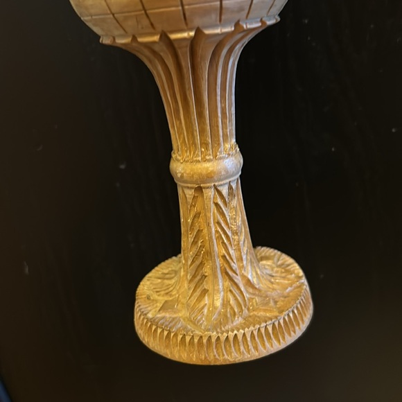 Vintage Hand Carved Olive Wood Chalice Cup w/ Jerusalem Last Supper & Jesus - Picture 10 of 14